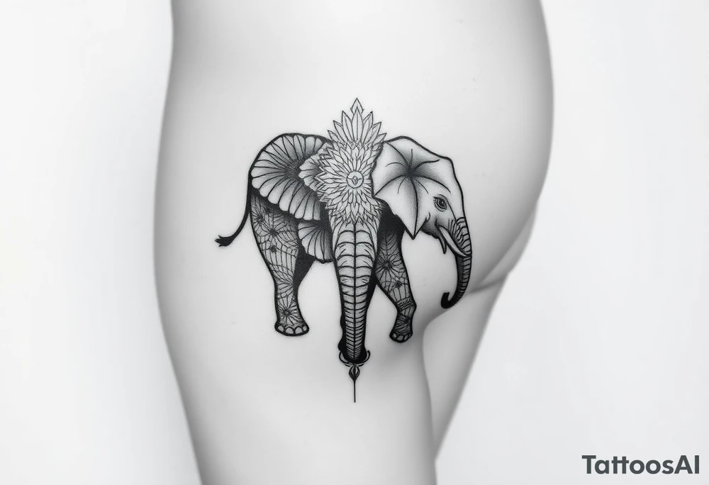 Elephant Mandela on shin women tattoo idea