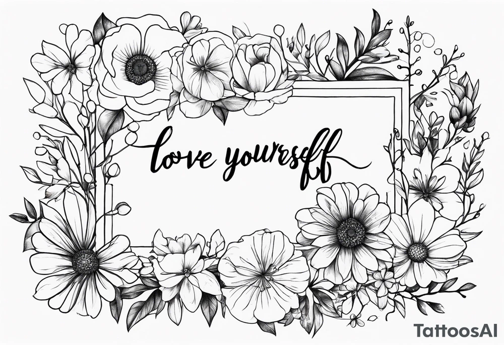 Love yourself first wrapped in flowers tattoo idea