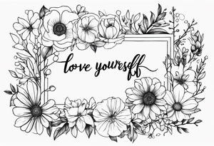 Love yourself first wrapped in flowers tattoo idea