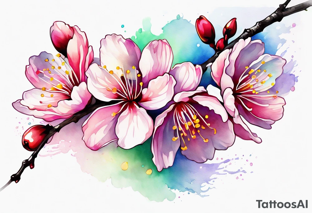 Cherry blossom rainbow tattoo idea