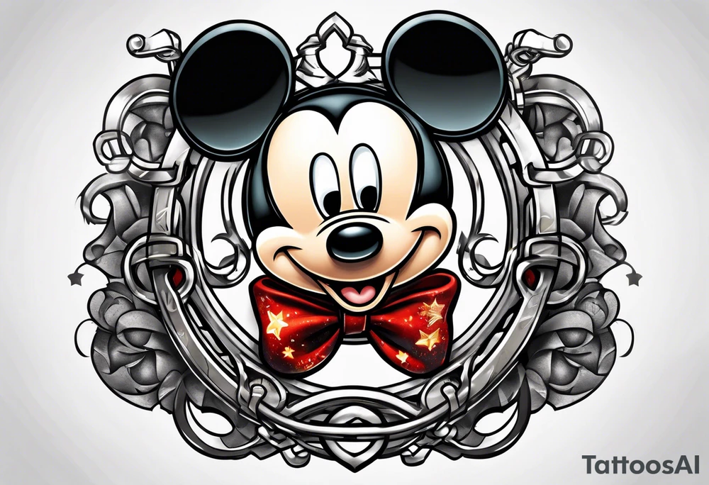 mickey mouse in a handcuffs tattoo idea