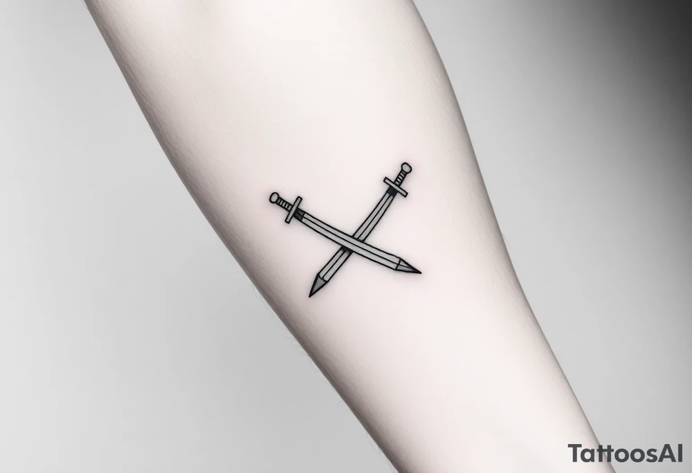 swords that are straight and only 2 of them crossing or laying flat tattoo idea