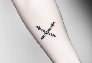 swords that are straight and only 2 of them crossing or laying flat tattoo idea