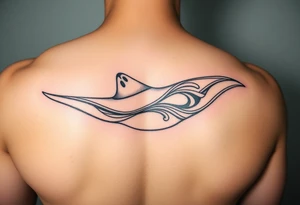 Polynesian/maori music waveforms deep-sea manta ray flowing lines tattoo idea