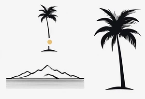 3cm X 4cm fineline tattoo in the armback. tall and thin palm tree tattoo idea