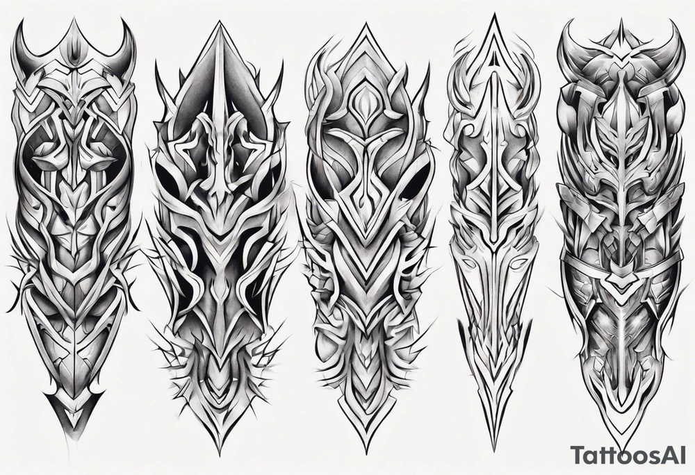 Leg armor symmetrical tattoo idea