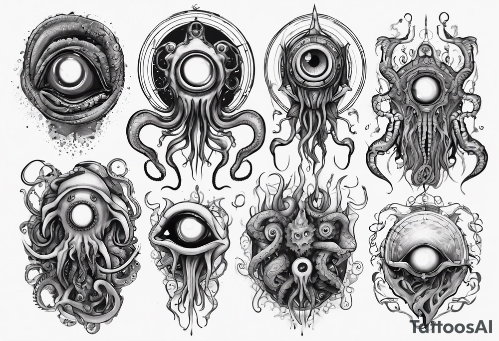 lovecraft them with eye and tentacle tattoo idea
