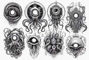 lovecraft them with eye and tentacle tattoo idea