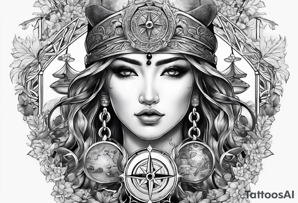 Libra with nord compass tattoo idea