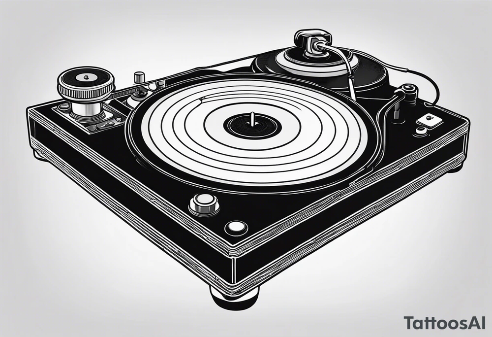A recordplayer fineline minimalistic in one line 2D tattoo idea