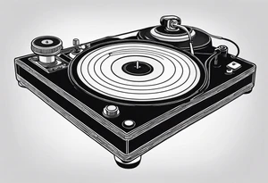A recordplayer fineline minimalistic in one line 2D tattoo idea