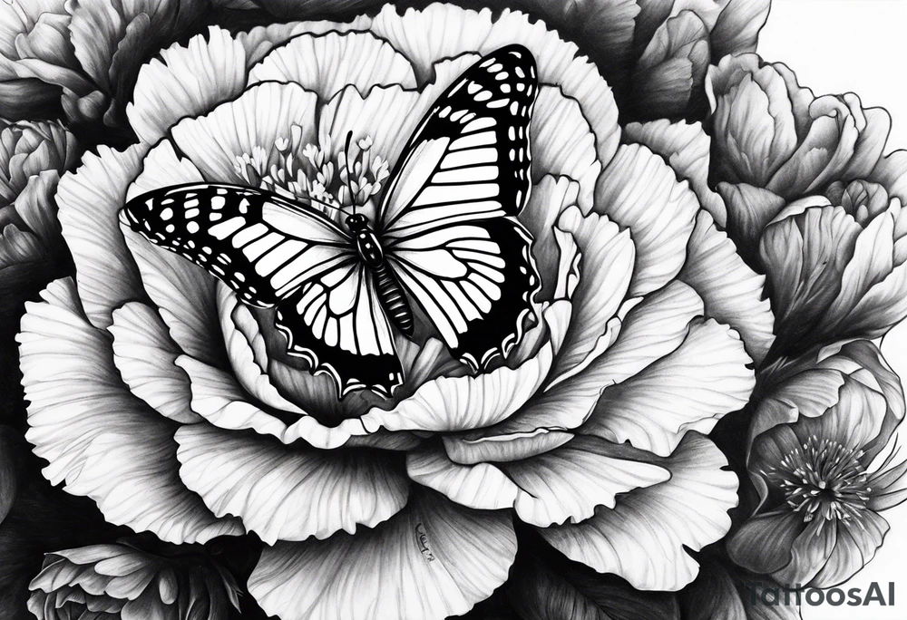 carnation moon butterfly tattoo idea