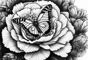 carnation moon butterfly tattoo idea