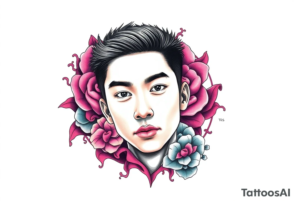 Handsome Asian young guy is behind web tattoo idea