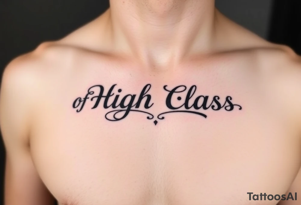 lettering of high class with fancy flourish around it tattoo idea