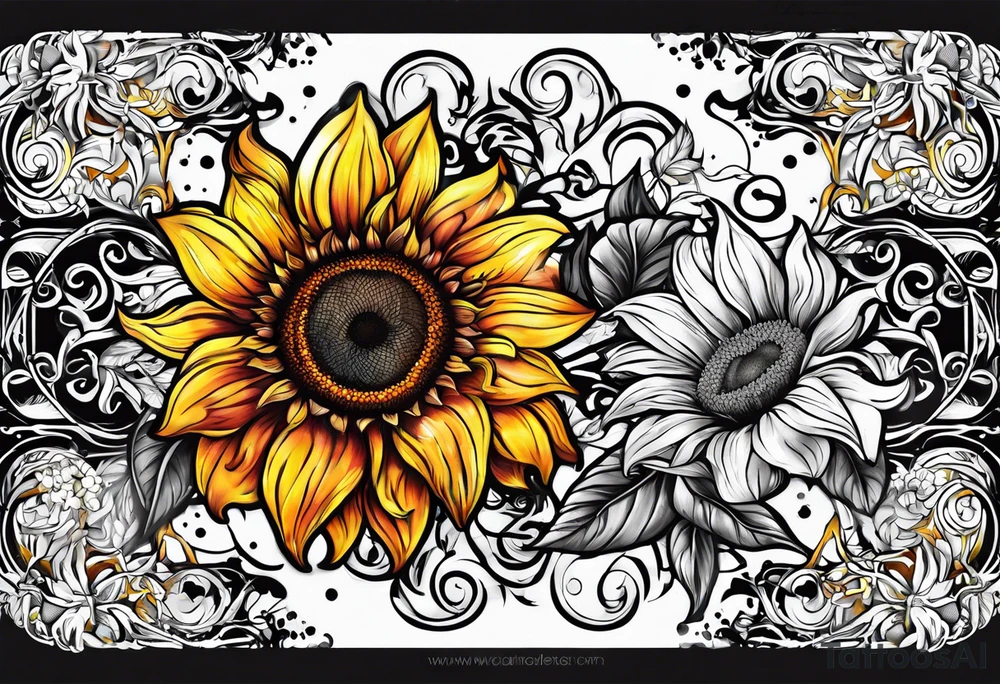 Flower fire an a sunflower tattoo idea