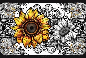 Flower fire an a sunflower tattoo idea