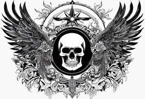 black kali, goddess pirate, pachamama, valkrye, warrior, skull, lotus azul, wing, eagle, zenza resonance, stars tattoo idea