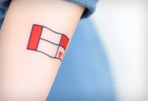 A minimalist Czech flag (blue, white, red) outline, with delicate shading and a small heart incorporated into the design. tattoo idea
