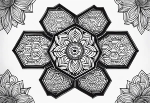 Mandala honeycomb hexagon tattoo idea