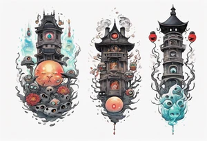 spirited away, chihiro, soot sprites, neotraditional style tattoo forearm tattoo idea