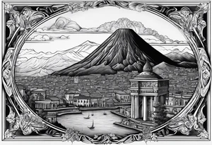 Put the Vesuvius and random coordinates in Naples together tattoo idea