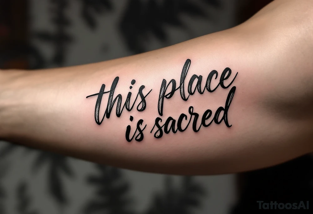 Hand written writing that says “this place is sacred” tattoo idea Hand written writing that says “this place is sacred” tattoo idea