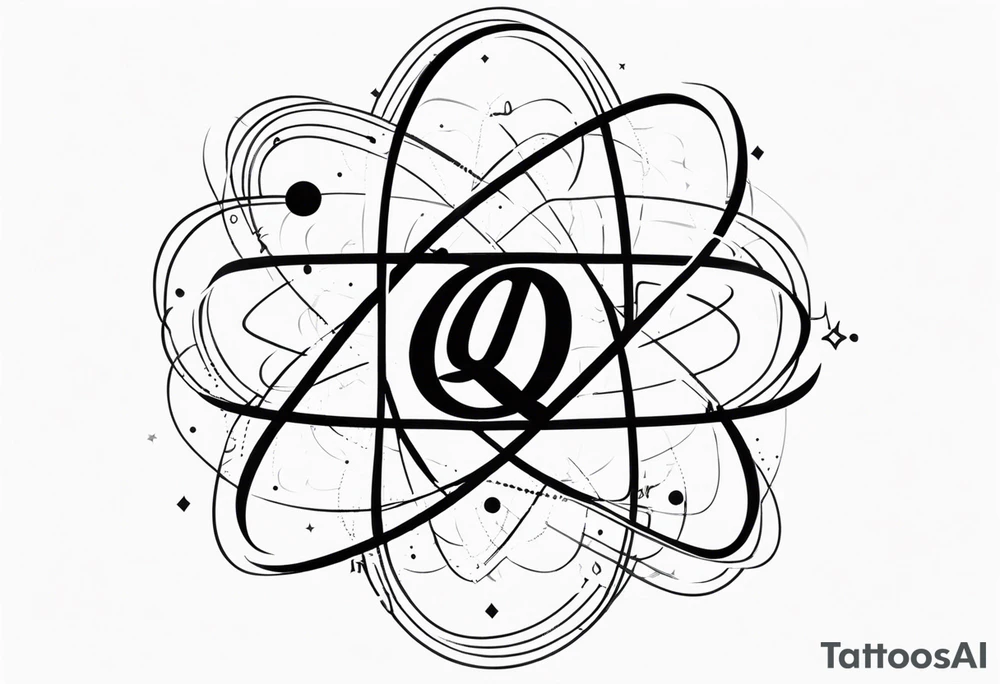 atom with quantum wave of electrons tattoo idea