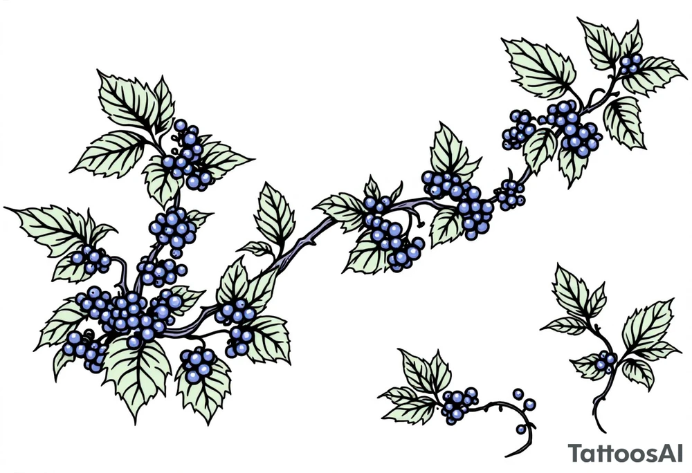 American traditional style Blackberry vine in a line tattoo idea