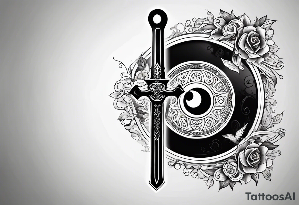sword consistency ying yang discipline tattoo idea
