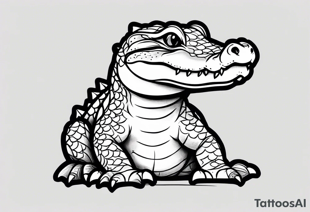 cute face baby small crocodile tattoo idea