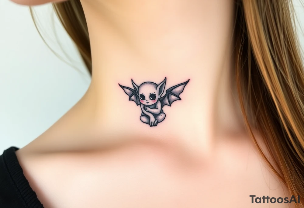 Misfit tiny goblin with wings tattoo idea