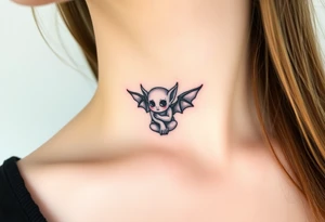Misfit tiny goblin with wings tattoo idea