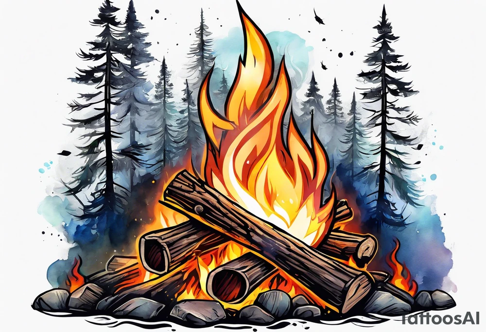 bonfire without skull tattoo idea