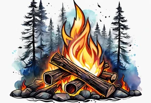 bonfire without skull tattoo idea