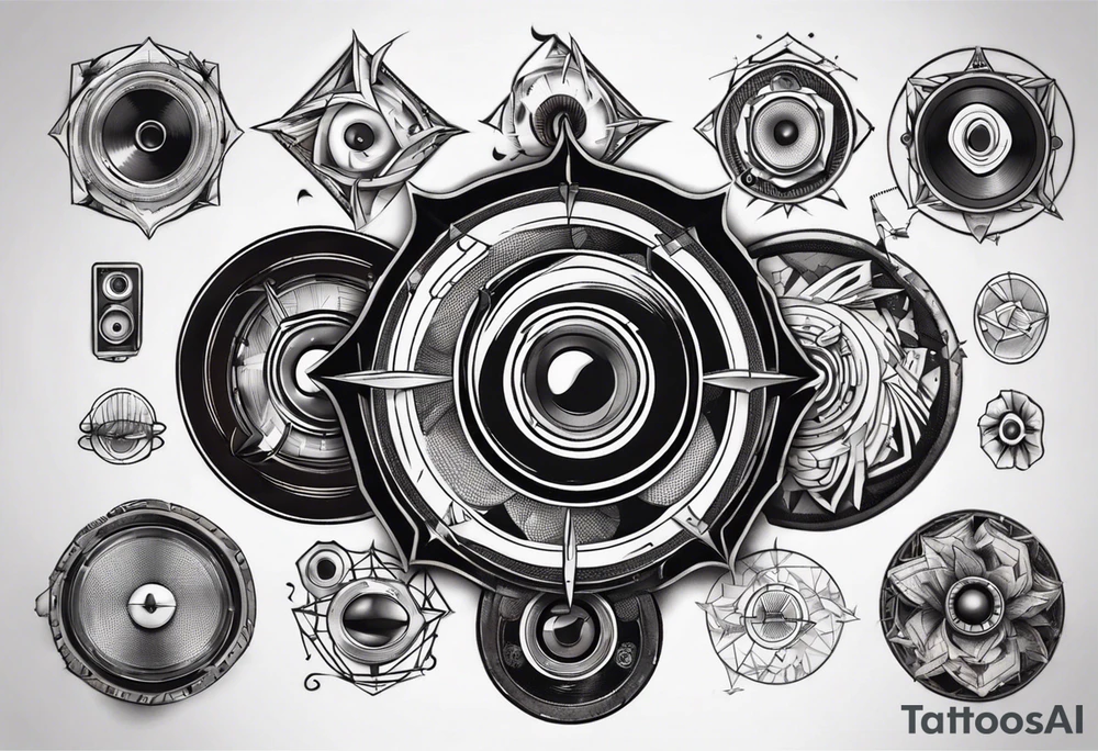 round speaker izometric view tattoo idea