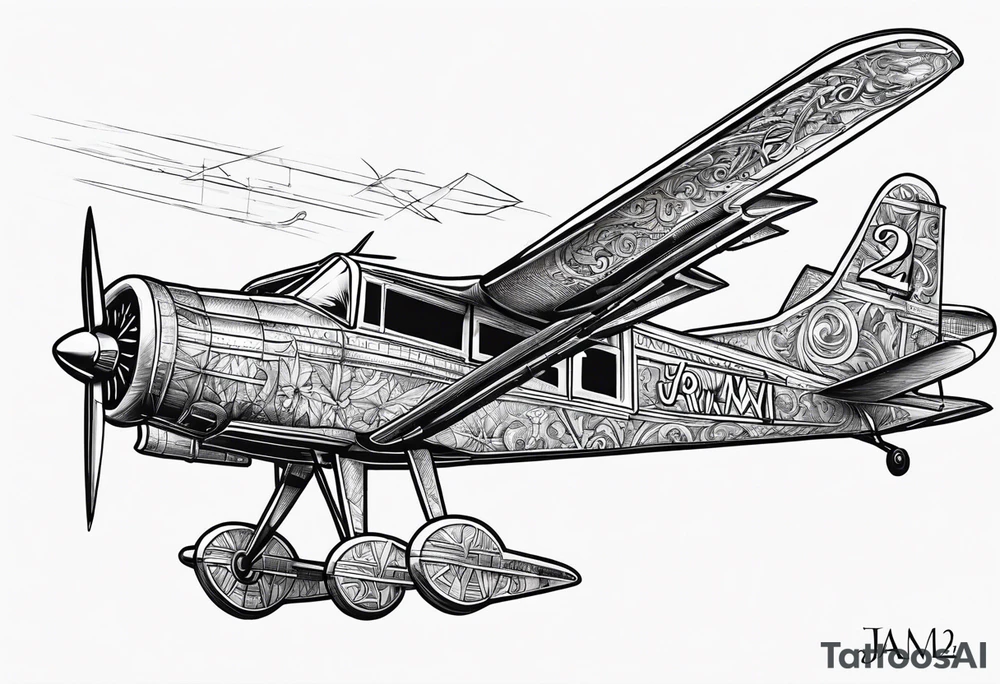 Plane Cross with Roman numeral Jan 18 2023 tattoo idea