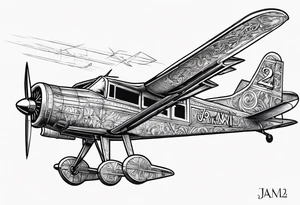 Plane Cross with Roman numeral Jan 18 2023 tattoo idea