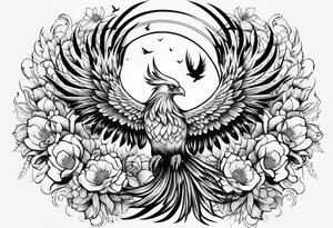 Phoenix rising blossoms tattoo idea
