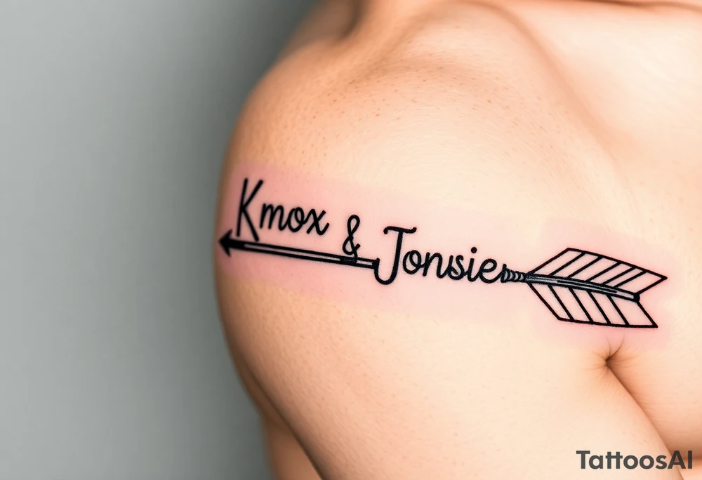 Rustic western arrow with 2 unique ideas representing my children a boy and a girl named Knox and Jonesie tattoo idea