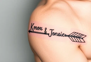 Rustic western arrow with 2 unique ideas representing my children a boy and a girl named Knox and Jonesie tattoo idea