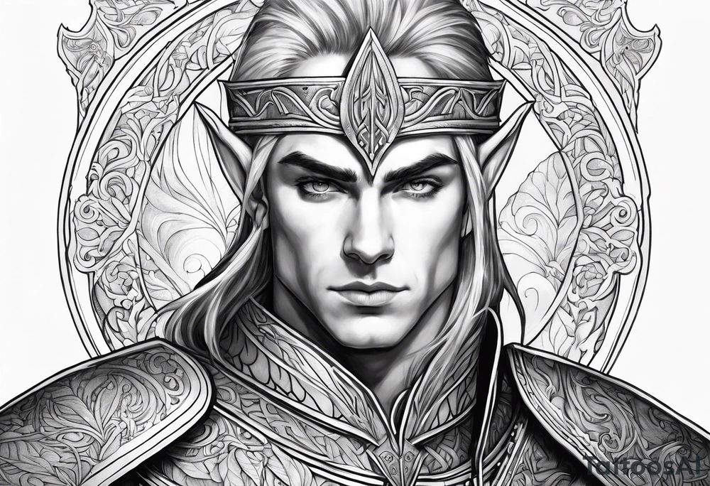 human-elf, male, paladin tattoo idea