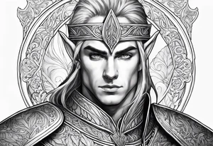 human-elf, male, paladin tattoo idea