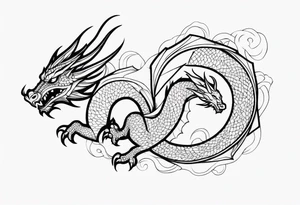 Fine like dragon wrapping around the back of knee tattoo idea