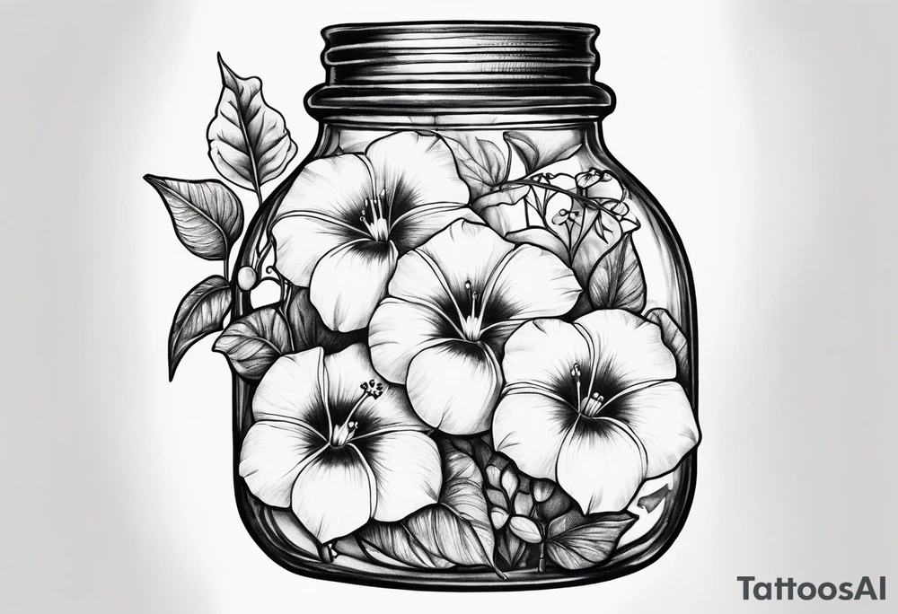 Morning glories in a jar tattoo idea