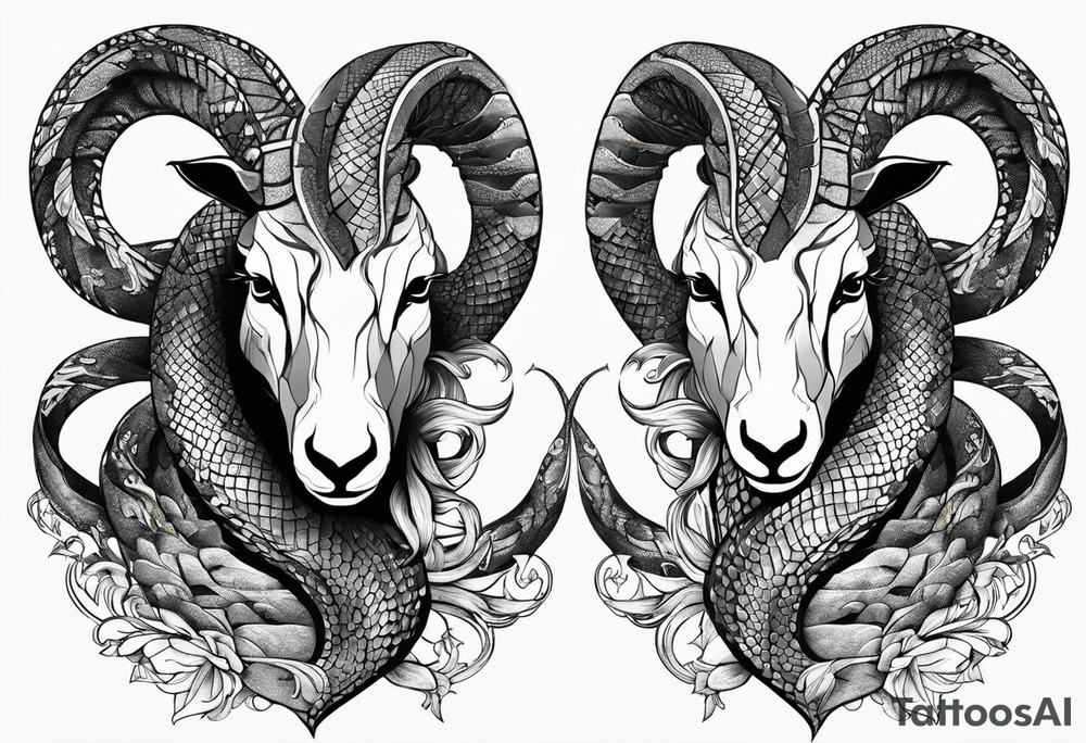 On the goat's head is a snake tattoo idea