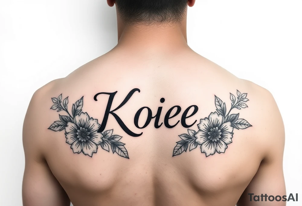 The name Kloee with flowers around it or in it tattoo idea