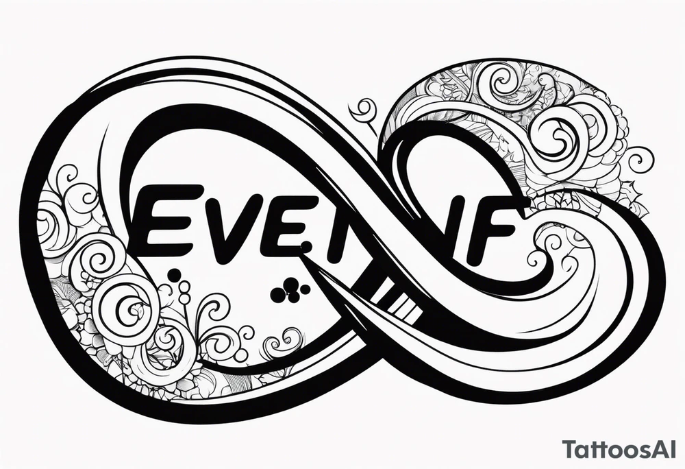 The words “Even If” and infinity symbol tattoo idea