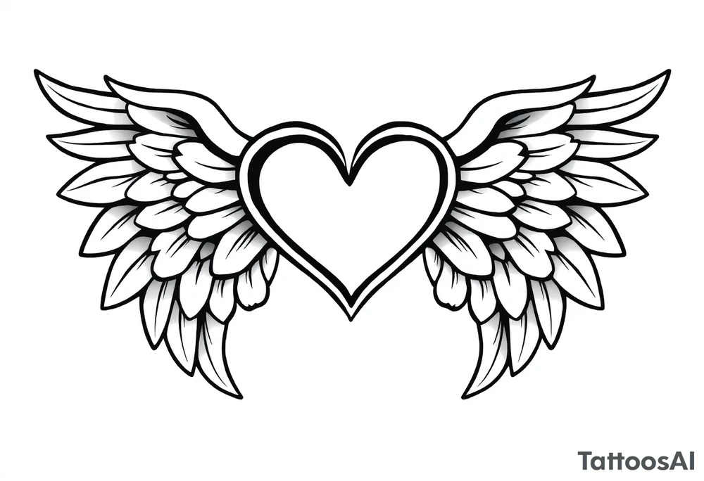 Heart and angel wings tattoo idea