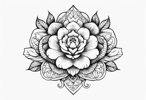 middle of the chest, naturalistic, floral maybe or snake minimalist complex tattoo maybe animals included around 15 cm wide tattoo idea